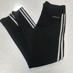 Adidas women’s Black Leggings with White Stripes